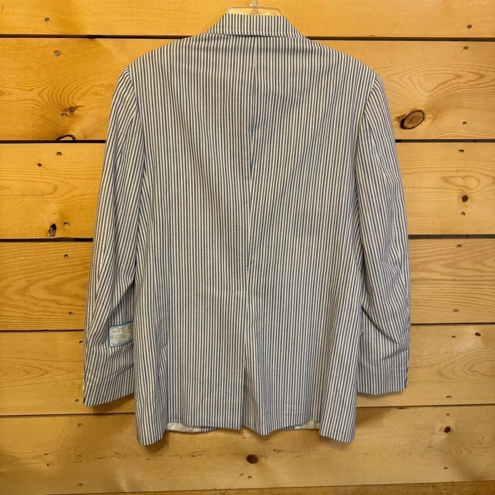Hardwick Mens Blue White Seersucker Vintage Blazer 36R USA
